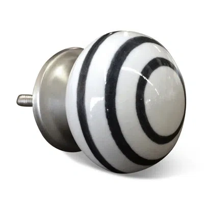 Taj Hotel Hand Painted 1.5" Diameter Mushroom Knob Multipack In White,black,silver