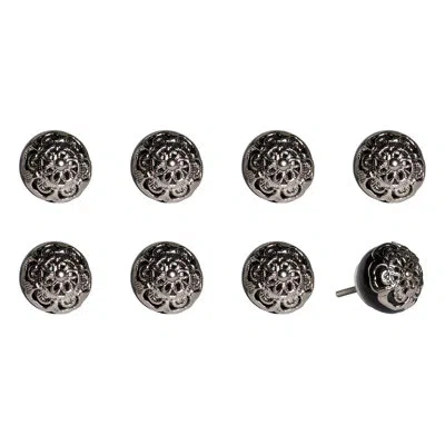 Taj Hotel Hand Painted Mushroom Knob Multipack In Black,silver