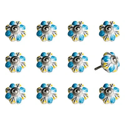 Taj Hotel Hand Painted Novelty Knob In Chrome,blue,yellow