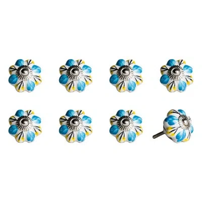Taj Hotel Hand Painted Novelty Knob Multipack In Blue,white,yellow,silver
