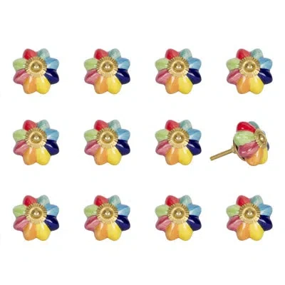 Taj Hotel Hand Painted Novelty Knob Multipack In Blue,yellow,red,gold