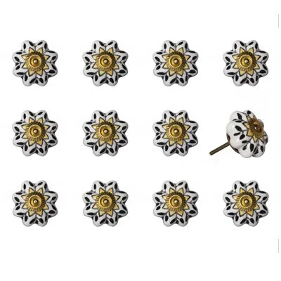 Taj Hotel Hand Painted Novelty Knob Multipack In White,black,yellow,gold