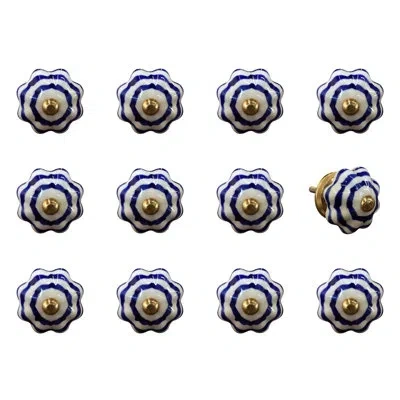Taj Hotel Hand Painted Novelty Knob Multipack In White,blue,silver