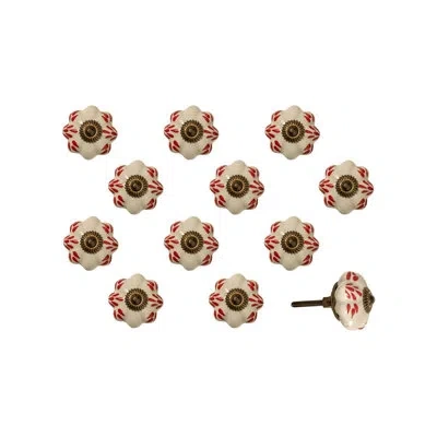 Taj Hotel Hand Painted Novelty Knob Multipack In White,burgundy,gold