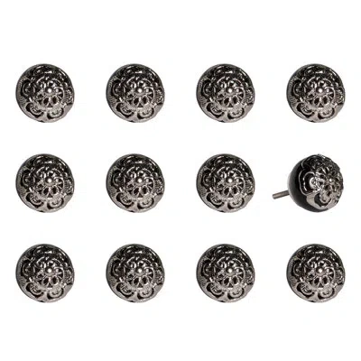 Taj Hotel Handpainted 1 1/2" Diameter Round Knob Multipack In Black