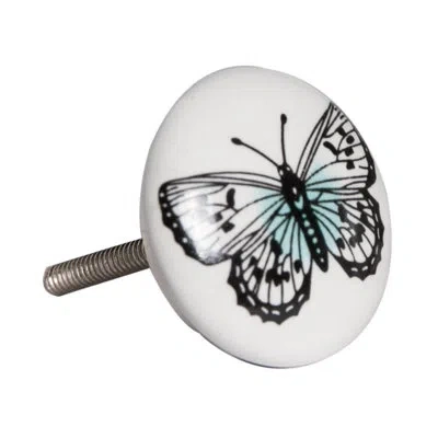 Taj Hotel Handpainted Mushroom Knob In White,black