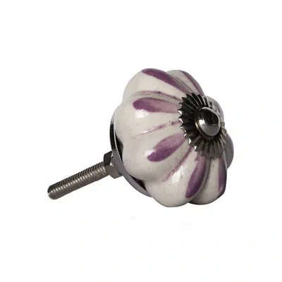 Taj Hotel Handpainted Novelty Knob In Cream,lavender