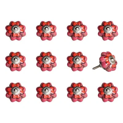 Taj Hotel Handpainted Novelty Knob In Dark Pink,orange,green