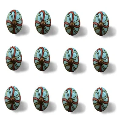 Taj Hotel Handpainted Novelty Knob In Gloss;antique;multi-colored