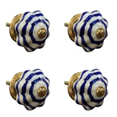 Taj Hotel Handpainted Novelty Knob In Gold,blue