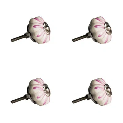Taj Hotel Handpainted Novelty Knob In Mauve,argent;purple,silver