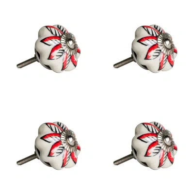 Taj Hotel Handpainted Novelty Knob In Red,black,silver
