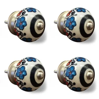 Taj Hotel Handpainted Round Knob In Black,blue,red