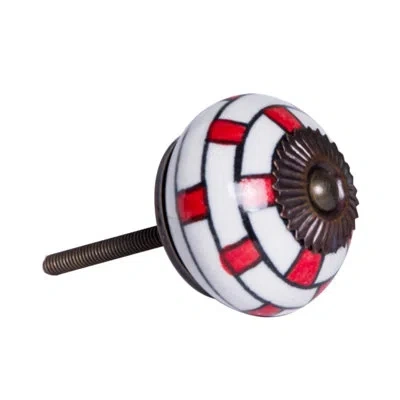 Taj Hotel Handpainted Round Knob In Bronze,red