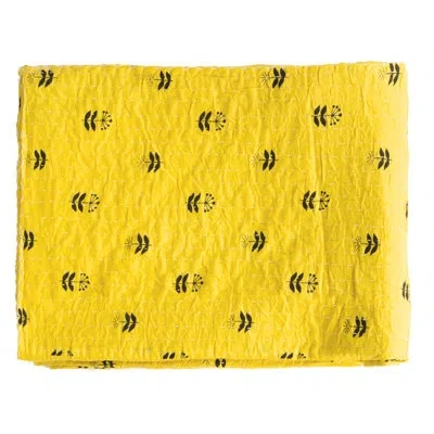 Taj Hotel Kantha Cotton Cotton Blanket In Yellow