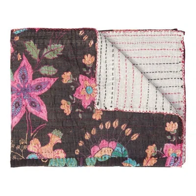 Taj Hotel Kantha Cotton Cotton Blanket In Blue;red