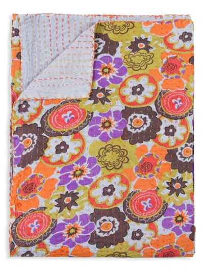 Taj Hotel Kantha Cotton Throw In Neutral