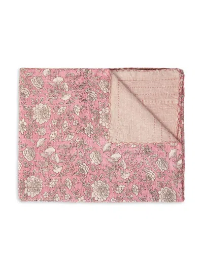 Taj Hotel Kantha Geo-print Cotton Throw In Pink Multi
