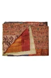Taj Hotel Kantha Silk Blend Throw Blanket In Orange