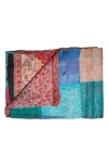 Taj Hotel Kantha Silk Throw Blanket In Blue