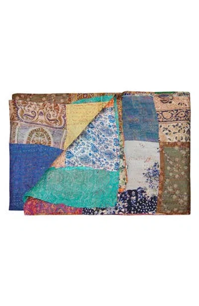 Taj Hotel Kantha Silk Throw Blanket In Multi