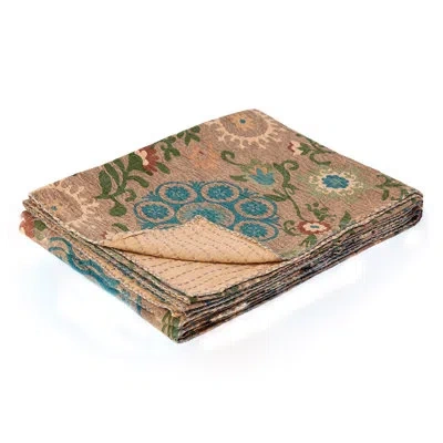 Taj Hotel Kantha Vintage Cotton Throw In Multi