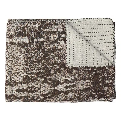 Taj Hotel Kantha Vintage Cotton Throw In Green;pink;orange;cream