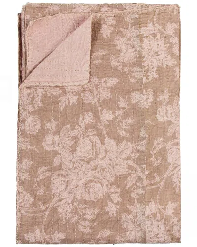 Taj Hotel Natural Group Kantha Cotton Throw In Brown