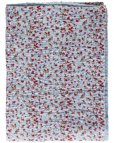 Taj Hotel Natural Group Kantha Cotton Throw In Blue