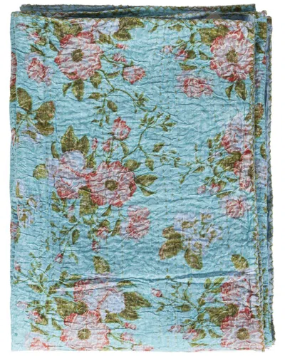 Taj Hotel Natural Group Kantha Cotton Throw In Blue