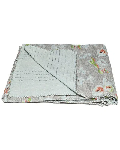 Taj Hotel Natural Group Kantha Cotton Throw In Grey
