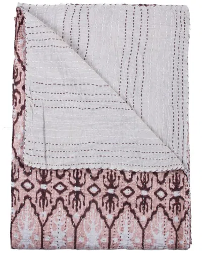 Taj Hotel Natural Group Kantha Cotton Throw In Pink