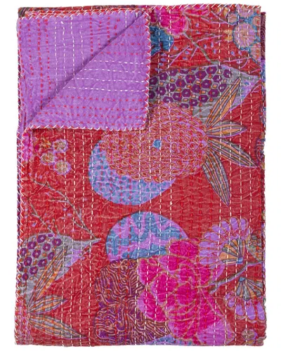 Taj Hotel Natural Group Kantha Cotton Throw In Purple