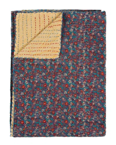 Taj Hotel Natural Group Kantha Cotton Throw In Purple