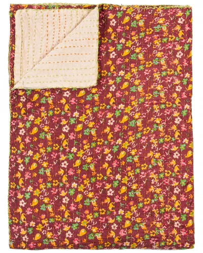 Taj Hotel Natural Group Kantha Cotton Throw In Red