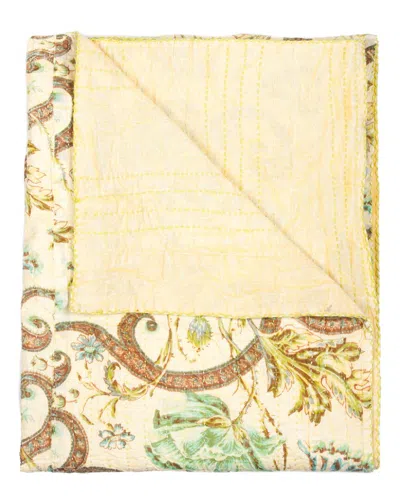 Taj Hotel Natural Group Kantha Cotton Throw In White