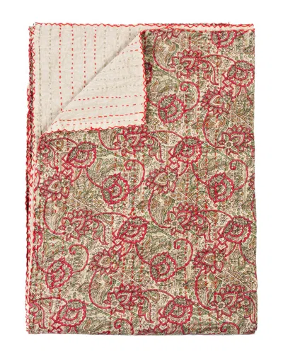 Taj Hotel Natural Group Kantha Cotton Throw In White