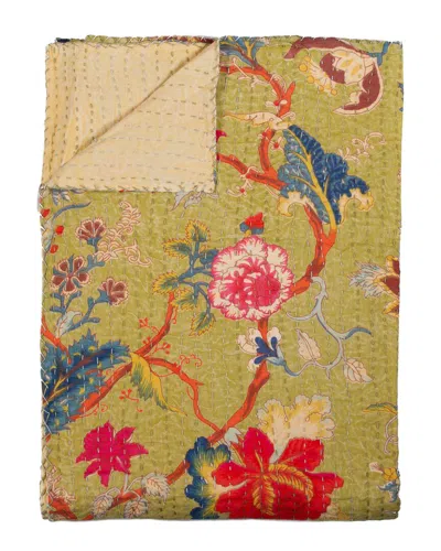 Taj Hotel Natural Group Kantha Cotton Throw In Yellow
