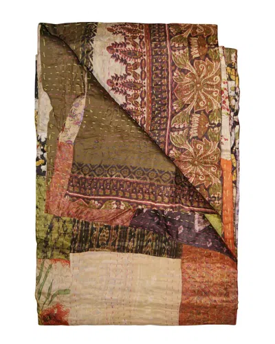 Taj Hotel Natural Group Kantha Silk Throw In Purple