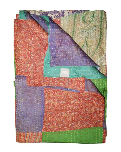 Taj Hotel Natural Group Kantha Silk Throw In Orange