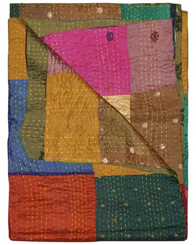 Taj Hotel Natural Group Kantha Silk Throw In Orange