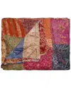 Taj Hotel Natural Group Kantha Silk Throw In Pink
