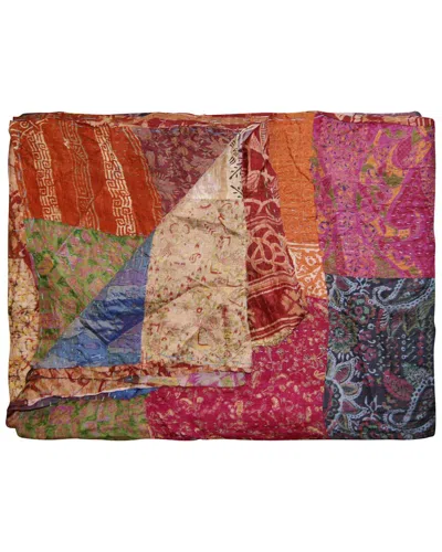 Taj Hotel Natural Group Kantha Silk Throw In Pink