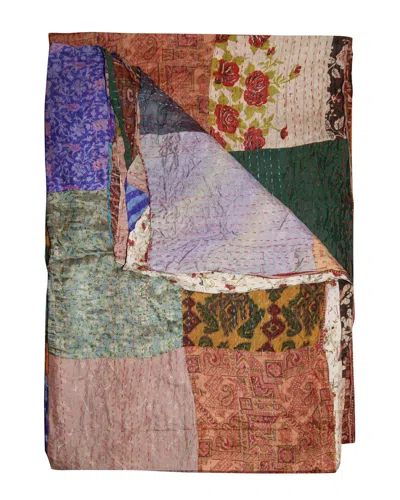 Taj Hotel Natural Group Kantha Silk Throw In Pink