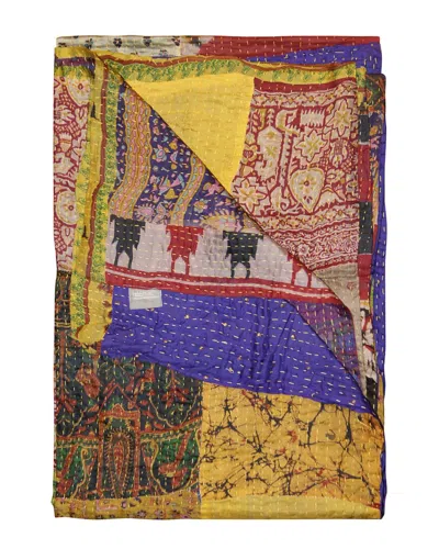 Taj Hotel Natural Group Kantha Silk Throw In Purple