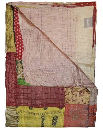 Taj Hotel Natural Group Kantha Silk Throw In Purple