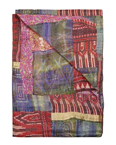 Taj Hotel Natural Group Kantha Silk Throw In Red