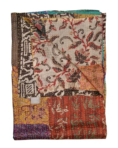 Taj Hotel Natural Group Kantha Silk Throw In White