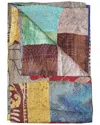 Taj Hotel Natural Group Kantha Silk Throw In Yellow