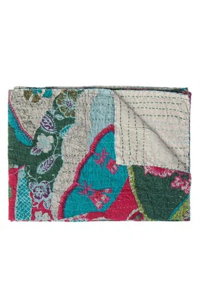 Taj Hotel Vintage Cotton Kantha Throw Blanket In Multi